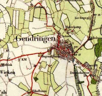 Historische kaart Gendringen ca. 1900